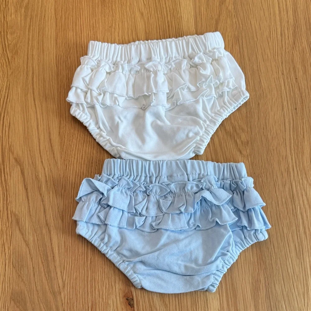 Charming White and Blue Diaper Covers with Bows
